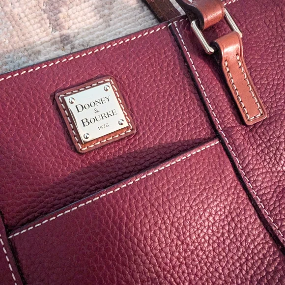 Dooney & Bourke Burgundy Leather Tote Bag - Picture 8 of 9